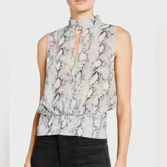 FRAME SLEEVELESS SNAKE-PRINT PARTY TOP SIZE XS - Picture 1 of 9